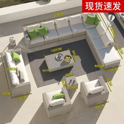 Courtyard sofa, villa, garden terrace, sun protection, waterproof, outdoor leisure rattan weaving corner
