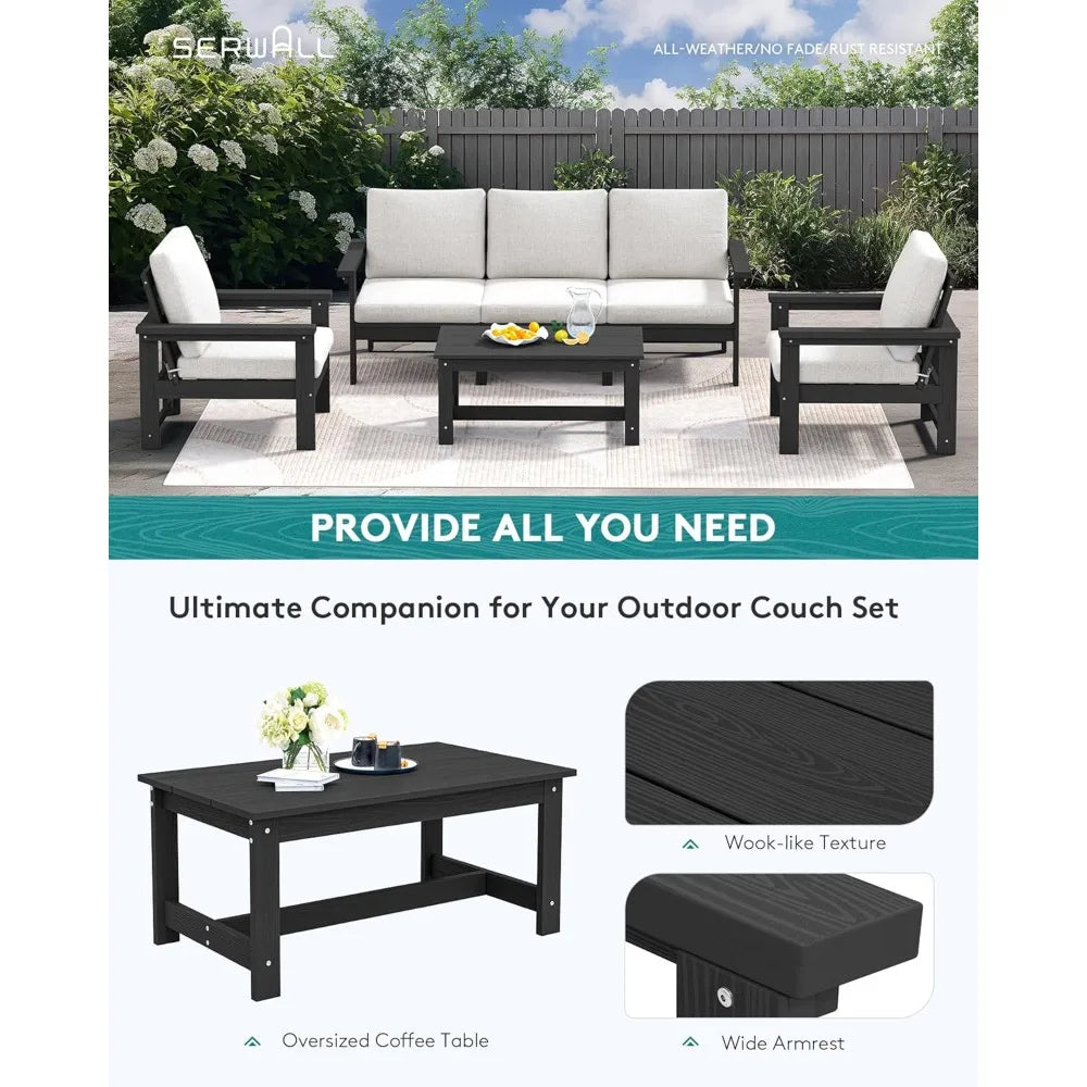 HDPE Patio Conversation Set, 6-Piece Sectional Outdoor Furniture Set, All Weather Outdoor Couch Set Patio Furniture Set for Dec