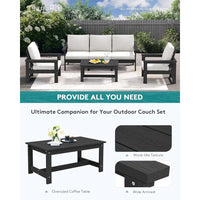 HDPE Patio Conversation Set, 6-Piece Sectional Outdoor Furniture Set, All Weather Outdoor Couch Set Patio Furniture Set for Dec