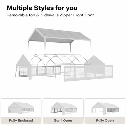 20x30 Heavy Duty Party Tent 40-60 People Removable Sidewalls Waterproof Event Steel Frame Backyard BBQ Commercial, Customized