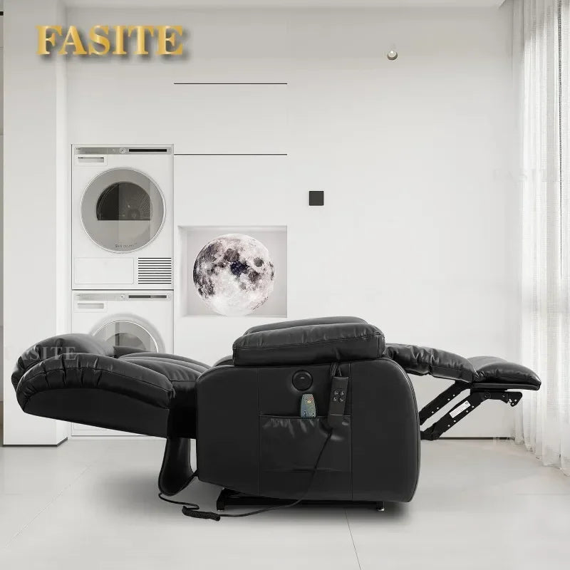 Infinite Position Power Lift Chair Lay Flat Recliner Dual Motor Sleeper Chair With Massage And Heating For Elderly Controllable