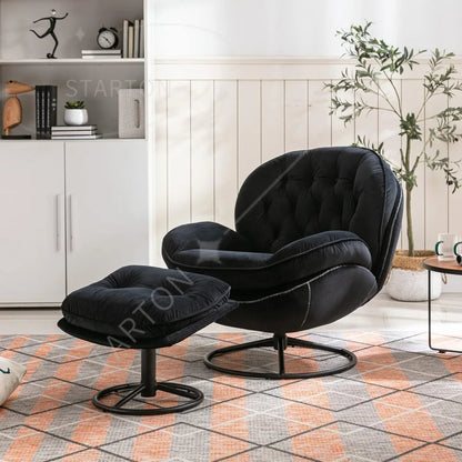 new Velvet Swivel Accent Chair with Ottoman Set, Modern Lounge Chair with Footrest, Comfy Armchair with 360 Degree Swivel