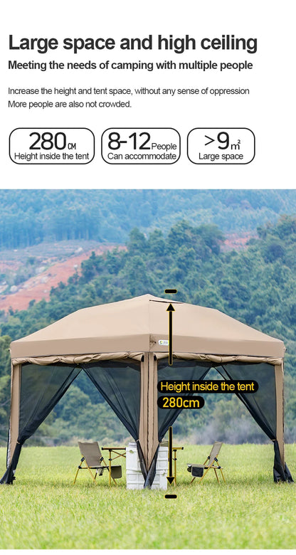 Outdoor 10x10 feet Pop up Canopy Gazebo Tent Straight Leg with 4 Double Layer Sidewall Perfect Instan Event Shelter Air Vent Top