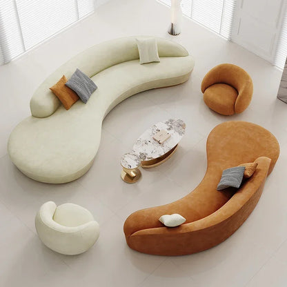 apply Customized modern luxury curved sofa combination leisure hotel villa beauty salon rest area reception hall special-shaped