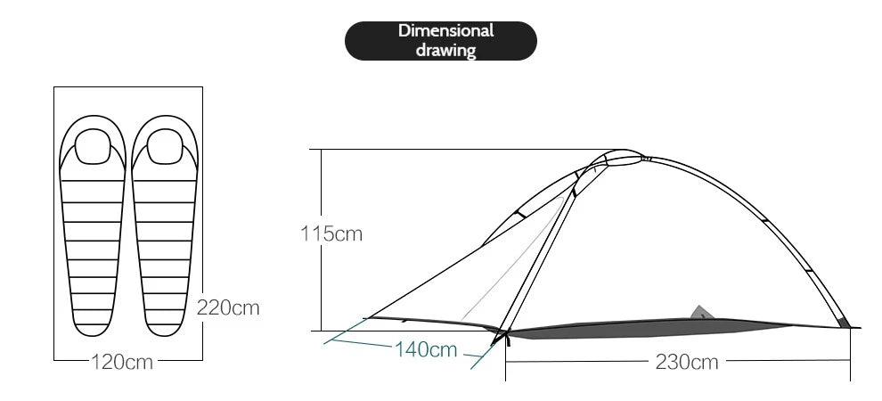 2 Person Ultralight Backpacking Tent Waterproof 3000mm 10D Nylon Double Layer Windproof Tent Camping Hiking Trekking Outdoor