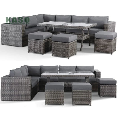 4 Piece Modern Luxury Dining Metal Aluminum Wicker Rope Ratan Sofa Garden Set With Fire Pit Outdoor Rattan Patio Furniture Set
