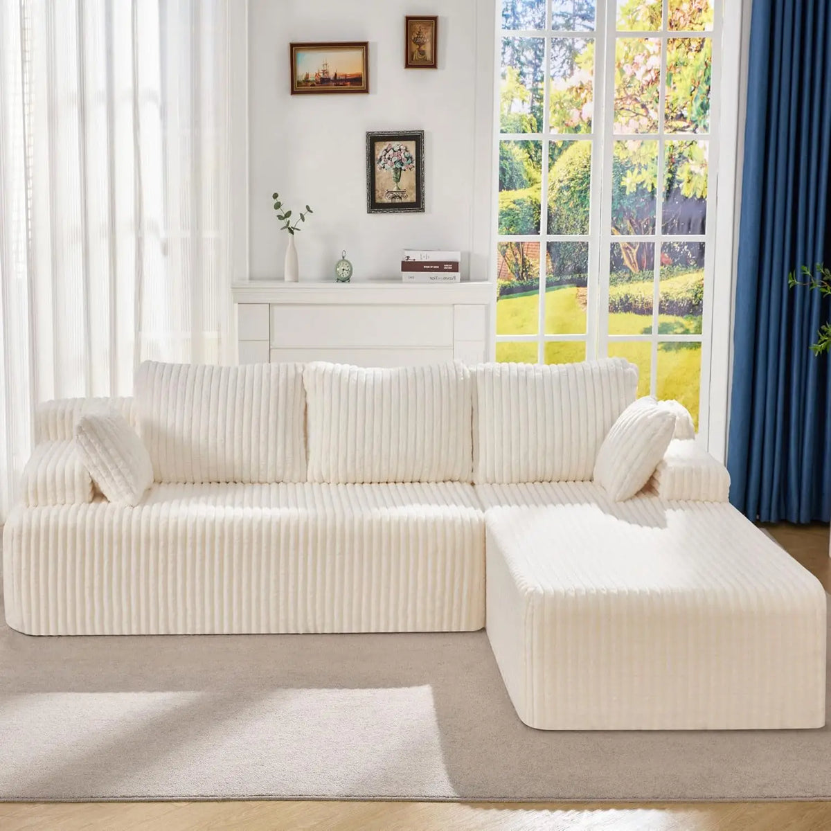 Sectional Sofa Couch, L-Shape Couch 3 Seater Couches for Living Room, Cloud Couch with Oversized Chaise