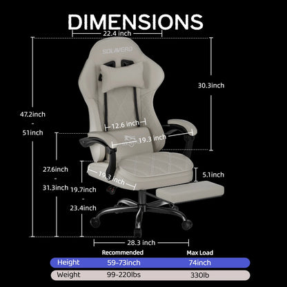 Massage Gaming Chair, Office Chair with Comfortable Velour Upholstery, Height-adjustable Gaming Chair, Ergonomically Designed, Featuring A 360° Swivel Seat & Headrest