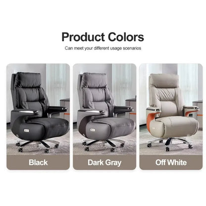 Contemporary Executive Recliner Chair Luxury Black Synthetic Leather Office Furniture Massage Feature for Boss Office Workers