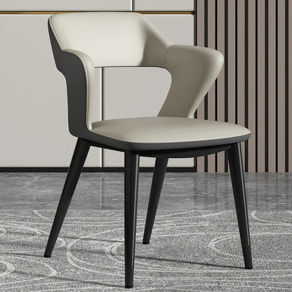 Simple Dining Chair Household Leather Backrest Wrought Iron Armrest Casual Restaurant Chair Hotel Seat Living Room Furniture
