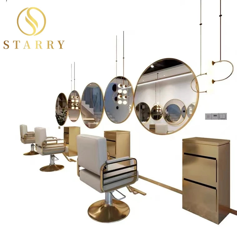 Customized Luxury Hair Salon Wall-mounted Mirror Modern Style Multi-shape Large Wall Mirror