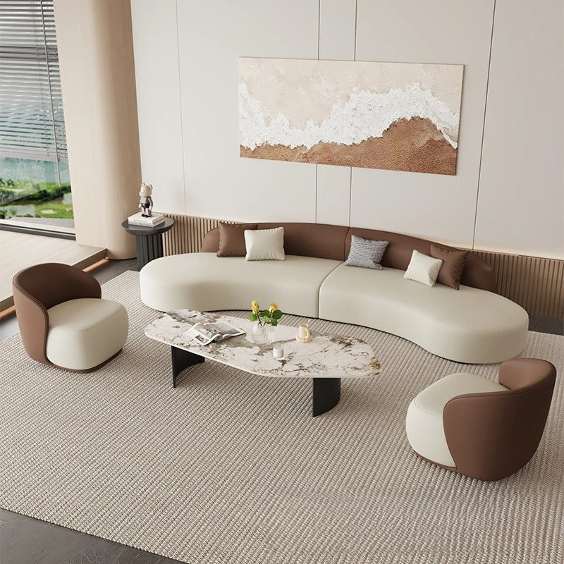 Nordic Fabric Sofa Office Business Reception Sofa Coffee Table Combination Beauty Salon Negotiation Leather Sofa