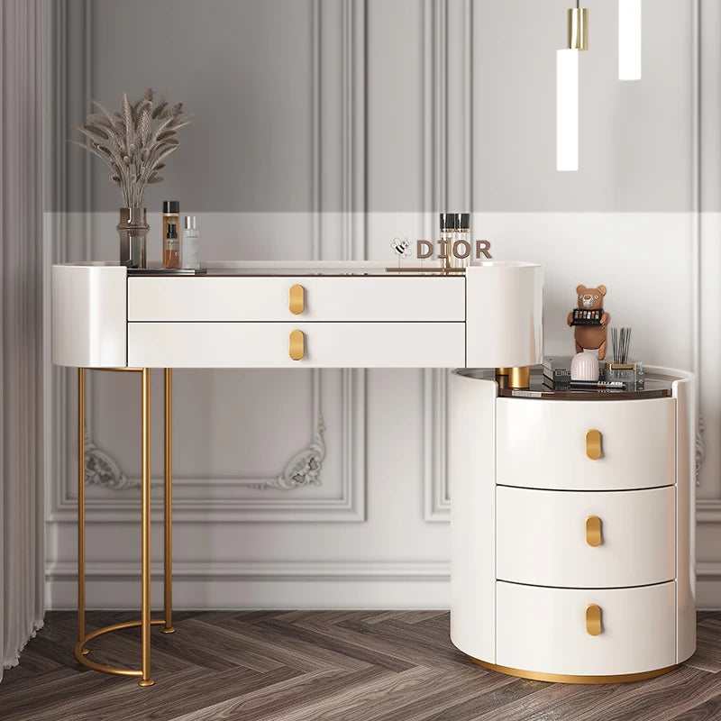 Solid wood new dresser glass bedroom modern simple style light luxury Internet celebrity small makeup table rock slab makeup