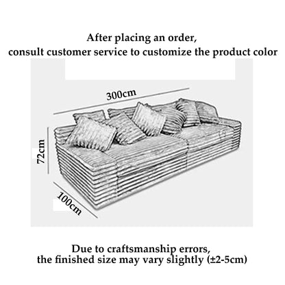 Modern Lazy Sofa Thick Corduroy Cloud Design Extra Wide Seat Depth Vacuum Compressed Packaging Easily Create a Cozy Corner