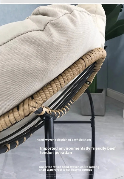 PE Rattan Weave Rocking Chair Lie Down or Sleep Lunch Break Chair Living Room Balcony Chaise Longue Adult Kid Recliner Lazy Sofa