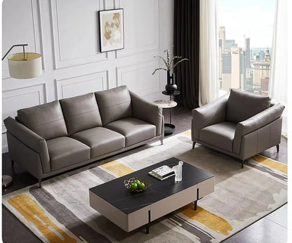 Italian simple style small apartment living room leather sofa