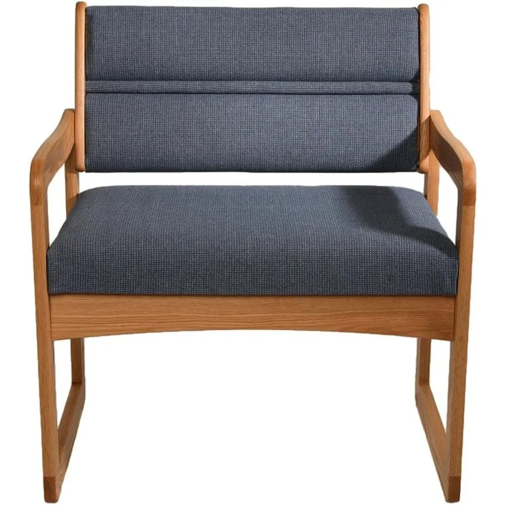 Heavy-Duty Guest Chair - Solid Wood Sled Base, Medium Oak Design