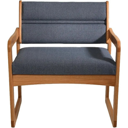 Heavy-Duty Guest Chair - Solid Wood Sled Base, Medium Oak Design