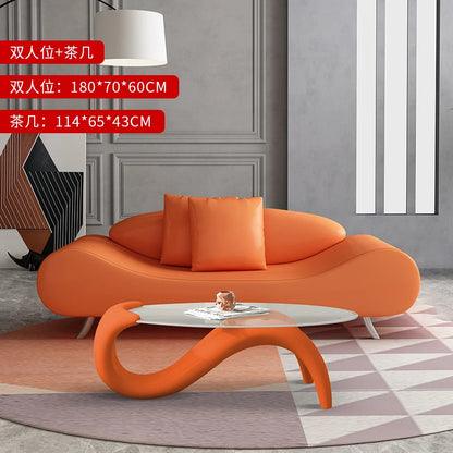 Bedroom sofa small apartment living room two people small orange modern simple beauty salon room personalized creative furniture