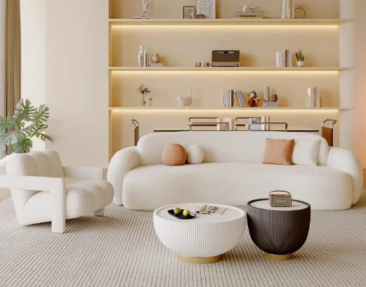 Curved Living Room Sofas Designer Beauty Salon Sofa Clothing Store Rest Area Reception Sofa Cream Style Living Room Furniture GL