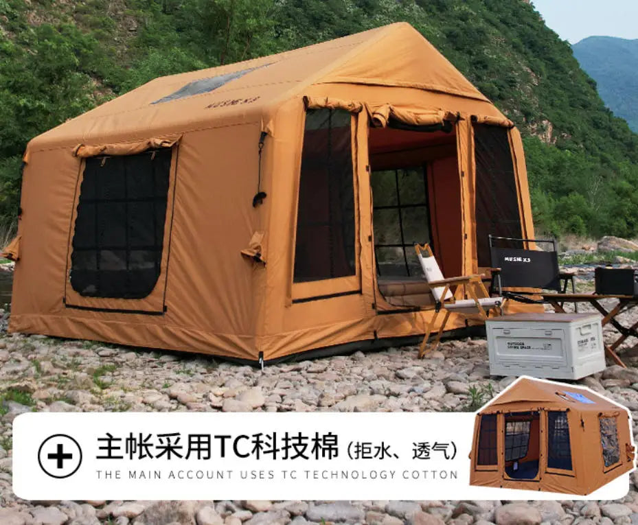 Outdoor Camping Tents for 3-4 People Fully Automatic Inflatable Marquee TC Cotton Camping Site Stargaze Canopies Canvas Marquee