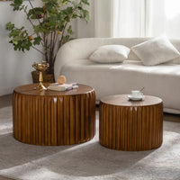 Set of 2 Fluted Round Nesting Coffee Tables (26.77/19.69), Solid Wood & MDF, Mid-Century Modern Living Room/Apartment

Wait, let