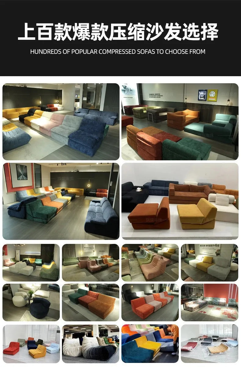 Vacuum Compression Sofa, Sofa Block Combination Fabric Sofa, Living Room Sofa Bed, 2 Pieces of The Same Color Sofa