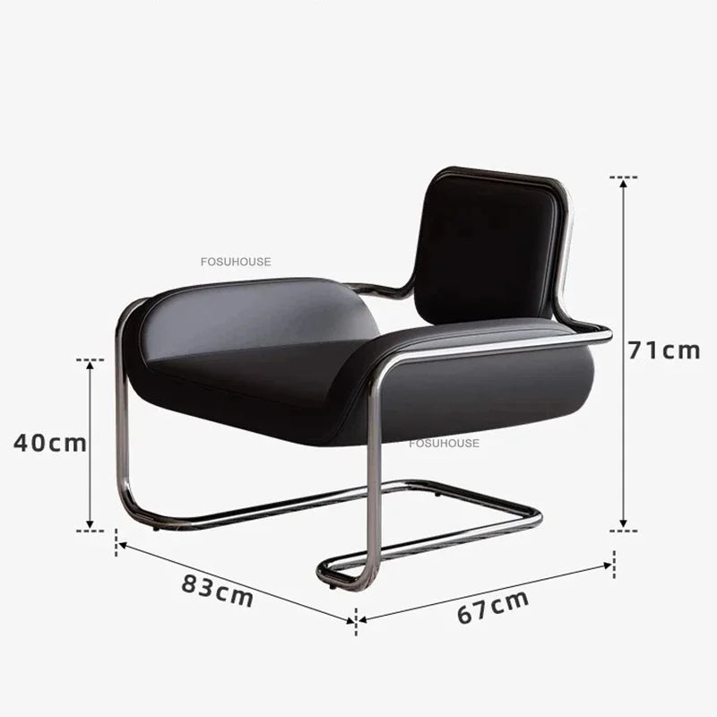 Stainless Steel Designer Armchair Recliner Sofa Modern Nordic Leisure Furniture Contemporary Living Room Balcony Seating