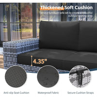 Hot-Sell! 13 Piece Patio Furniture Set with Fire Pit Table, 8''Wide Armrest Modular Rattan Outdoor Sectional Sofa Set,Grey/Black