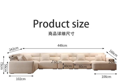 Large flat floor straight corner combination sofa Modern simple large apartment villa living room hotel matte fabric sofa