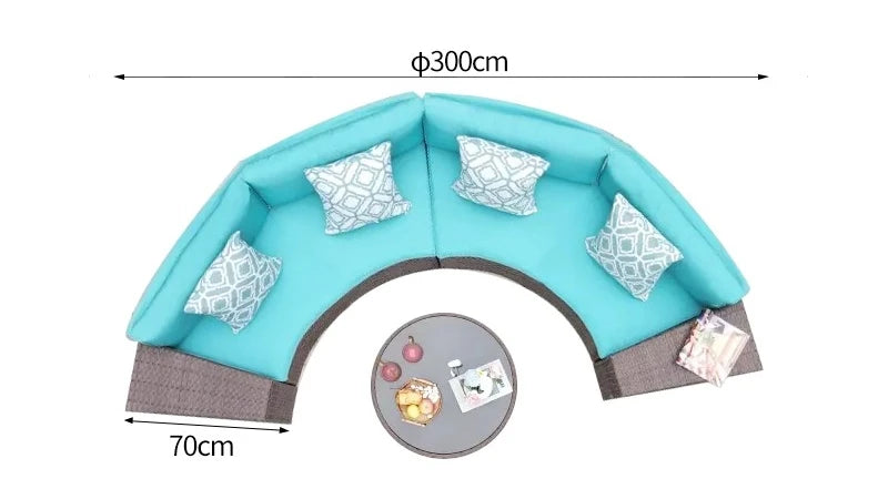 Outdoor sofa combination garden terrace leisure rattan circular courtyard outdoor open-air rattan chair sun room rattan sofa