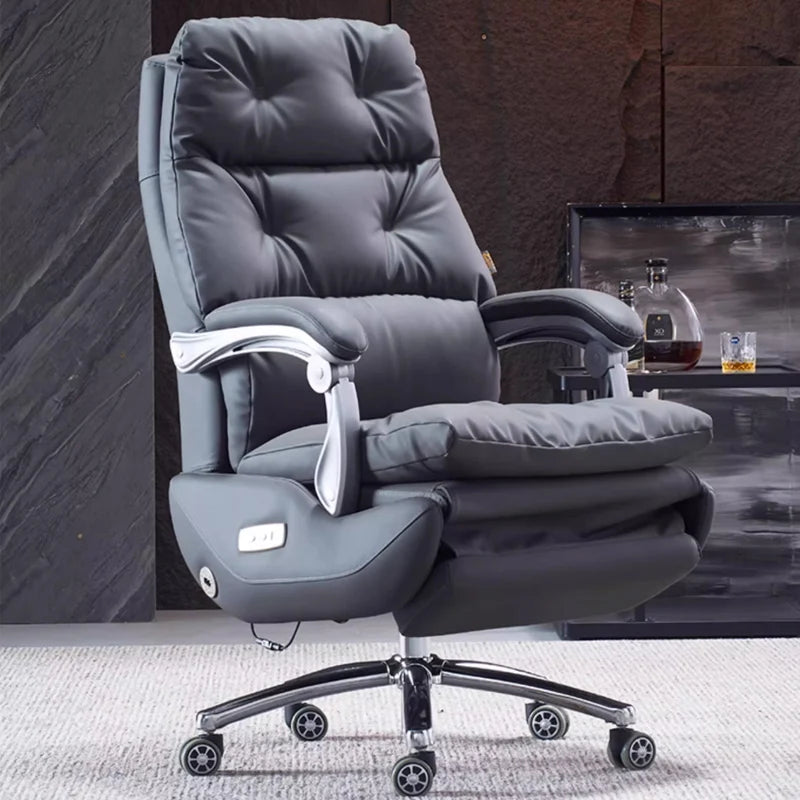 Luxury modern ergonomics nap time boss manager reclining office chair genuine electric mechanical game leather office chair