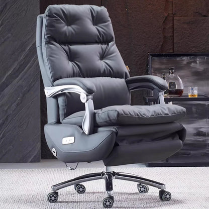 Luxury modern ergonomics nap time boss manager reclining office chair genuine electric mechanical game leather office chair