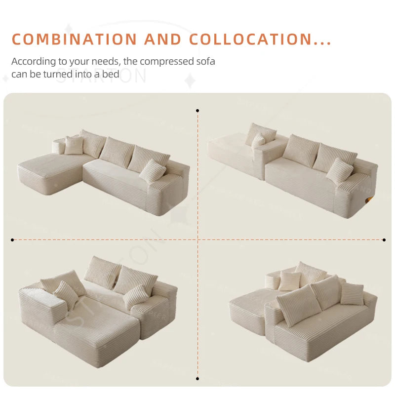 Modern Design Modular Living Room Magical Compression Sofa L Shape Luxury Compression Sofa Couch Compressed