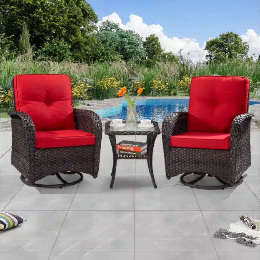 Wicker Patio Conversation Set with Cushions,Modern and chic bistro table set integrate with outdoor/indoor living space