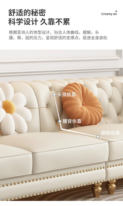 Designer Genuine Leather Sofas Fancy Living Room Lounge Floor Sofa Loveseat Modern Canape Salon De Luxe Apartment Furniture