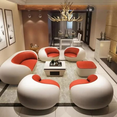 Cute Luxury Nordic Sofa Set – Soft Lazy Loveseat & Modern Lounge Puffs