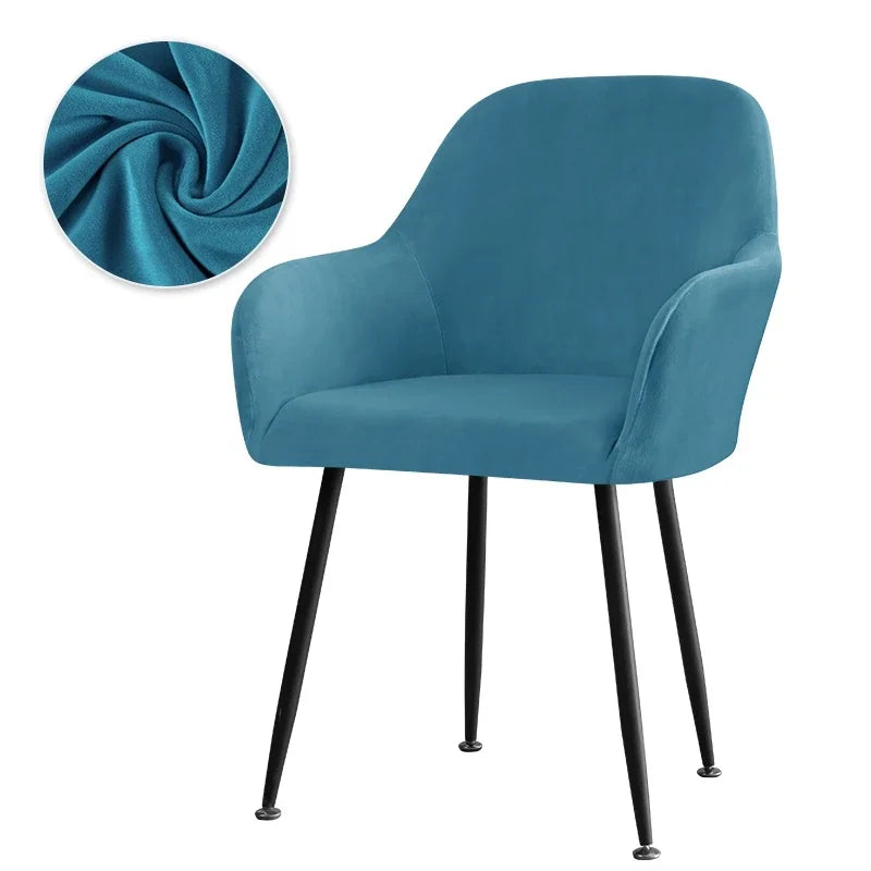 Thick Velvet Chair Covers Plush Fleece High Arm Chair Cover Elastic Slipcover All-inclusive Solid Chair Cover