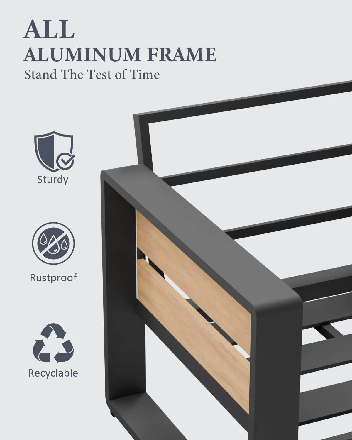 Aluminum Outdoor Patio Furniture - 2 Pcs Armchair, All-Weather Metal Modern Outside Furniture with Washable Thick Cushion