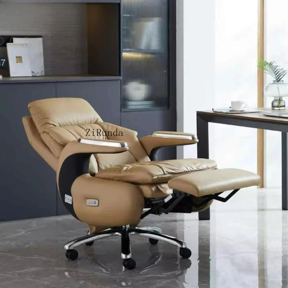 Electric boss chair leather office high-end reclining computer chair home nap multi-functional luxury chair