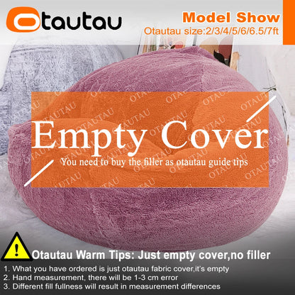 OTAUTAU Fluffy Faux Bunnyf Fur Bean Bag Cover Corner Pouf Cover DD003【No Filler Inside! You Need To Buy Filler By Yourself !】