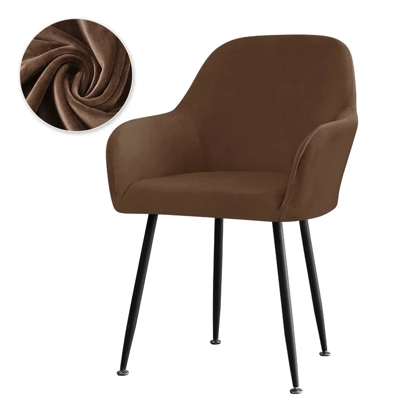 Thick Velvet Chair Covers Plush Fleece High Arm Chair Cover Elastic Slipcover All-inclusive Solid Chair Cover