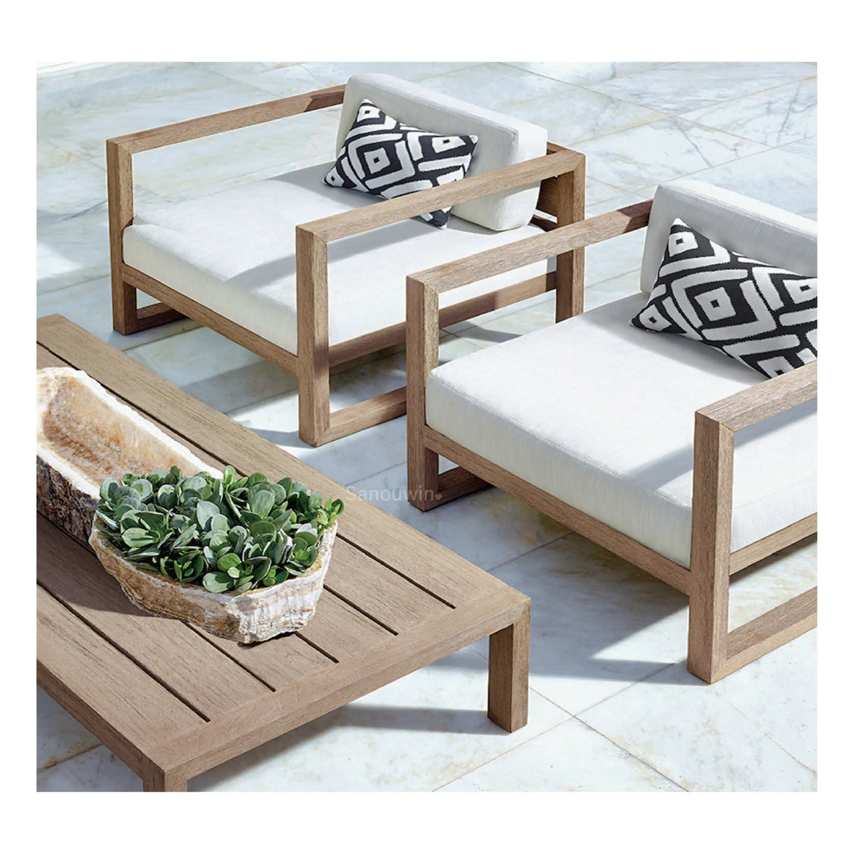 New Arrive Outdoor Wooden Teak Garden Set Daybed Chaise Lounge Furniture Teak Canopy Modern Solid Wood