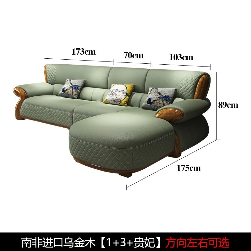 Leather sofa, new Chinese style medieval style, furniture