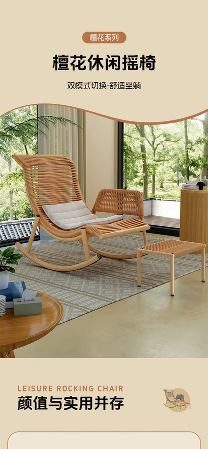 1Rocking Chair Recliner Adult Can Sleep casual Living Room Outdoor Courtyard Rattan Chair
