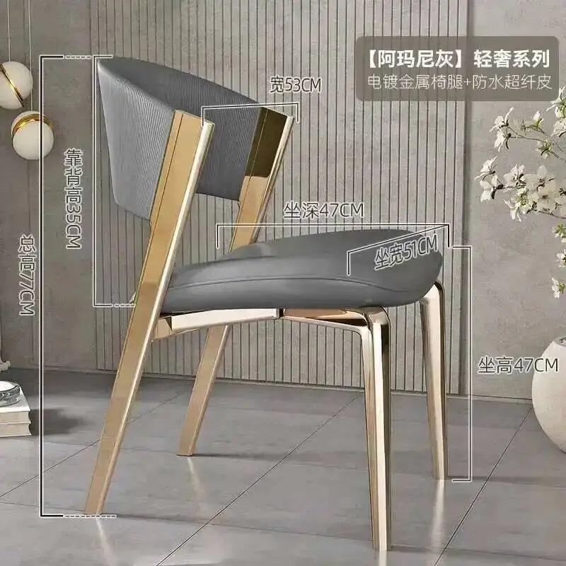 Ergonomic Furniture Modern Vip Restaurant Luxury Designer Dining Italian Chair Chairs Nail Gold Comedor Kitchen Legs Leather
