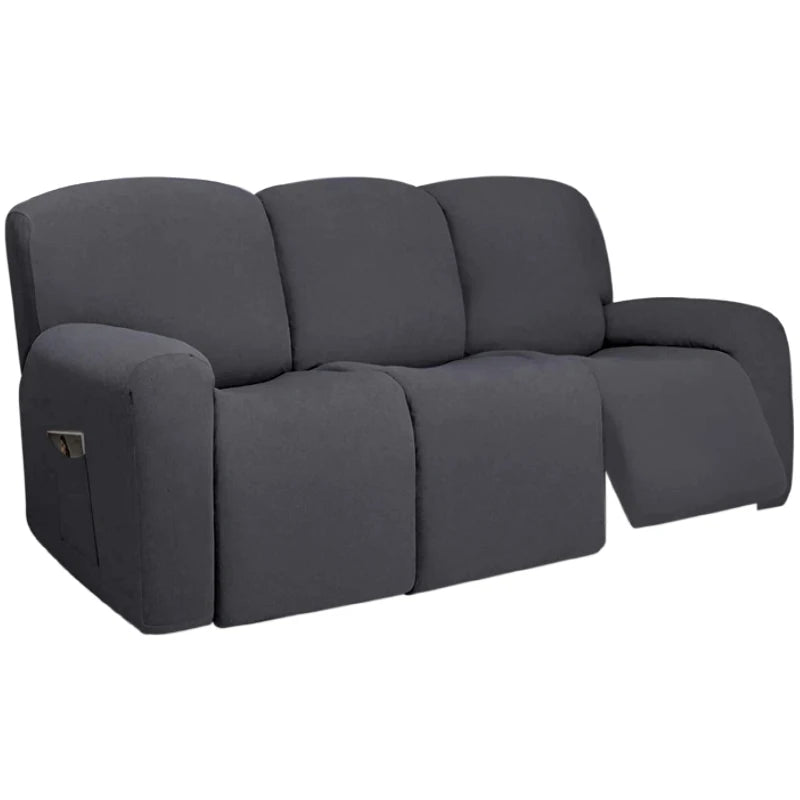 3 Seat Stretch Sectional Recliner Sofa Slipcover With Elastic Bottom Soft Washable Furniture Pet Protector Couch Cover