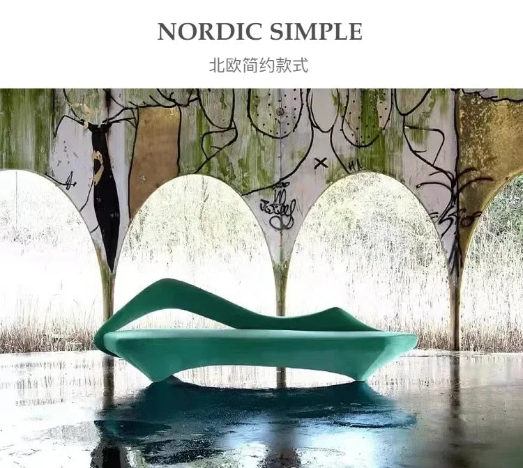 Italian Simple Fabric Leather Sofa Living Room and Sample Room Lobby Reception Arc Moon Sofa