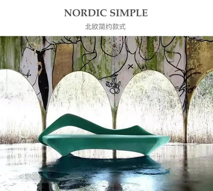Italian Simple Fabric Leather Sofa Living Room and Sample Room Lobby Reception Arc Moon Sofa