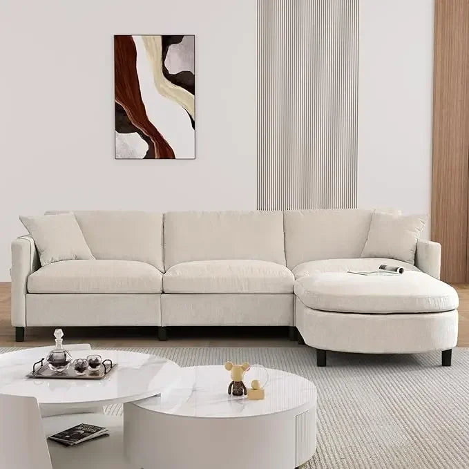 #For Modular Sectional Sofa, Convertible Modern L Shaped Sofa Chenille Cloud Couches Set with Ottoman for Living Room&